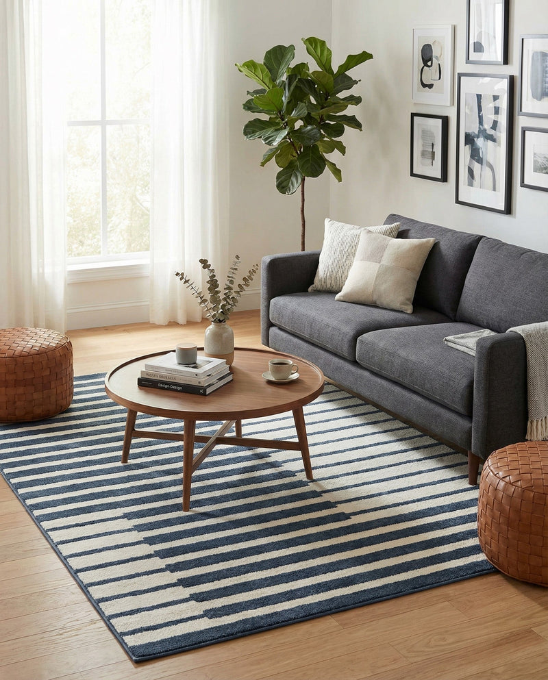Copenhagen Edge Collection Area Rug -  Vesterbro Rectangle Blue  lifestyle 18