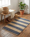 Woven Seaside Jute Collection Area Rug - Nantucket Rectangle Navy Ivory  lifestyle 29