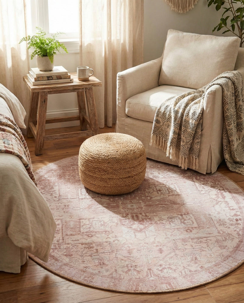 Heritage Elegance Collection Area Rug -  Windsor (Beige) Round Beige  lifestyle 39