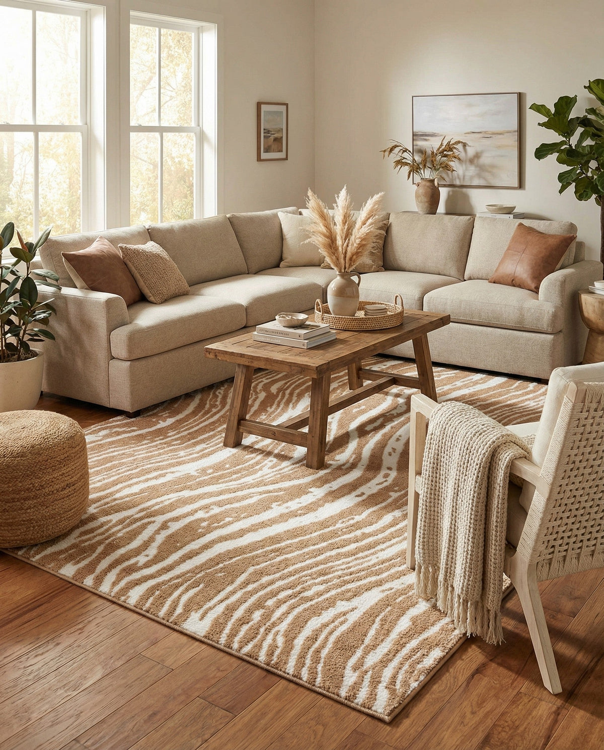 Sienna Collection Area Rug -  Garda Rectangle Caramel and Ivory  lifestyle 48
