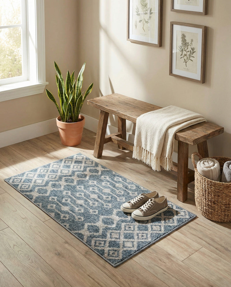 Geo Garden Lattice Collection Area Rug -  Andalusia Rectangle Harbor Blue  lifestyle 27