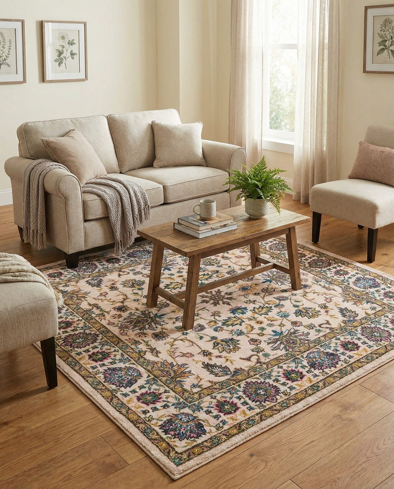 Casablanca Tapestry Collection Area Rug -  Marrakech (Ivory) Square Ivory  lifestyle 20