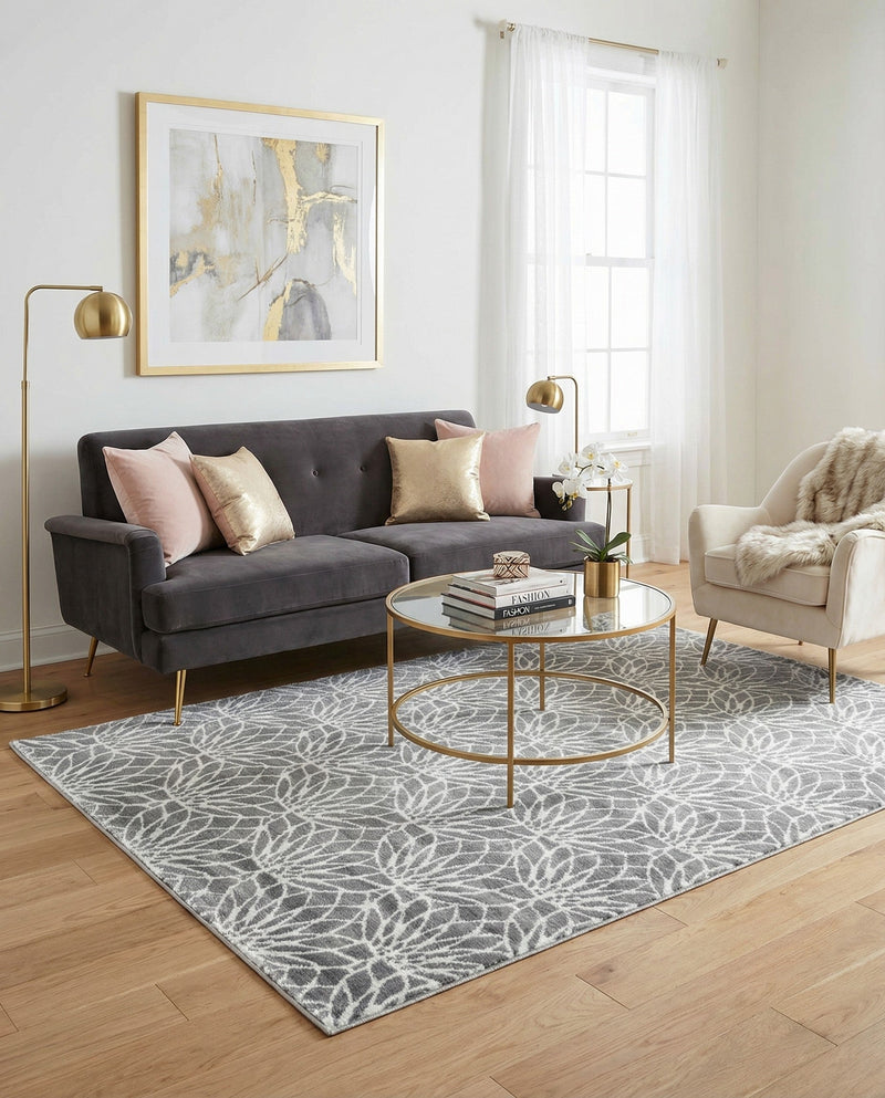 Hollywood Luxe Collection Area Rug -  Rodeo Rectangle Gray Silver  lifestyle 50