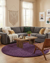 Solid Shag Seaside Collection Area Rug - Azure Cove (Violet) Round Violet  lifestyle 49