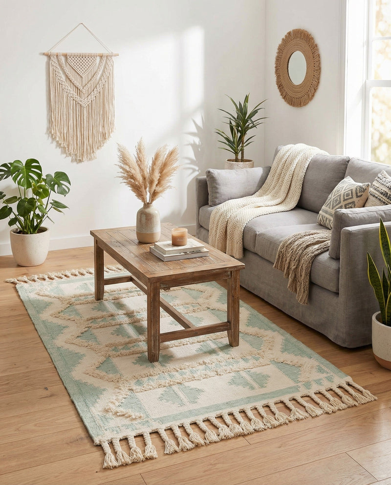 Sonoran Collection Area Rug - BellRock Rectangle Aquamarine and White  lifestyle 12