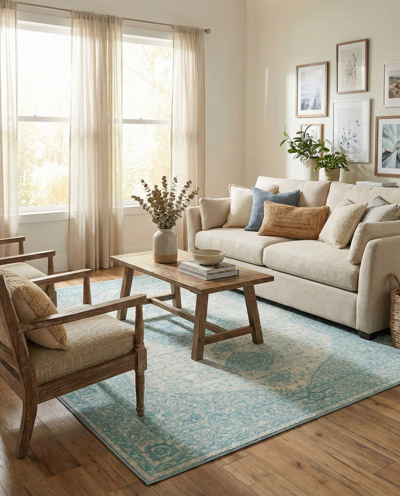 Dover Terrace Collection Area Rug - Marina (Aqua) Rectangle Aqua  lifestyle 12