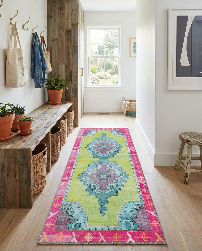 Heritage Elegance Collection Area Rug -  Winterthur (Green) Runner Green  lifestyle 34