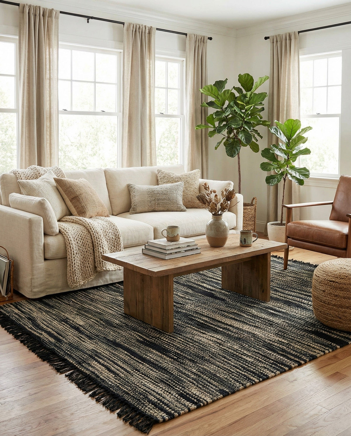 Savannah Jute Collection Area Rug - Nantucket Square Navy Blue and Ivory  lifestyle 96