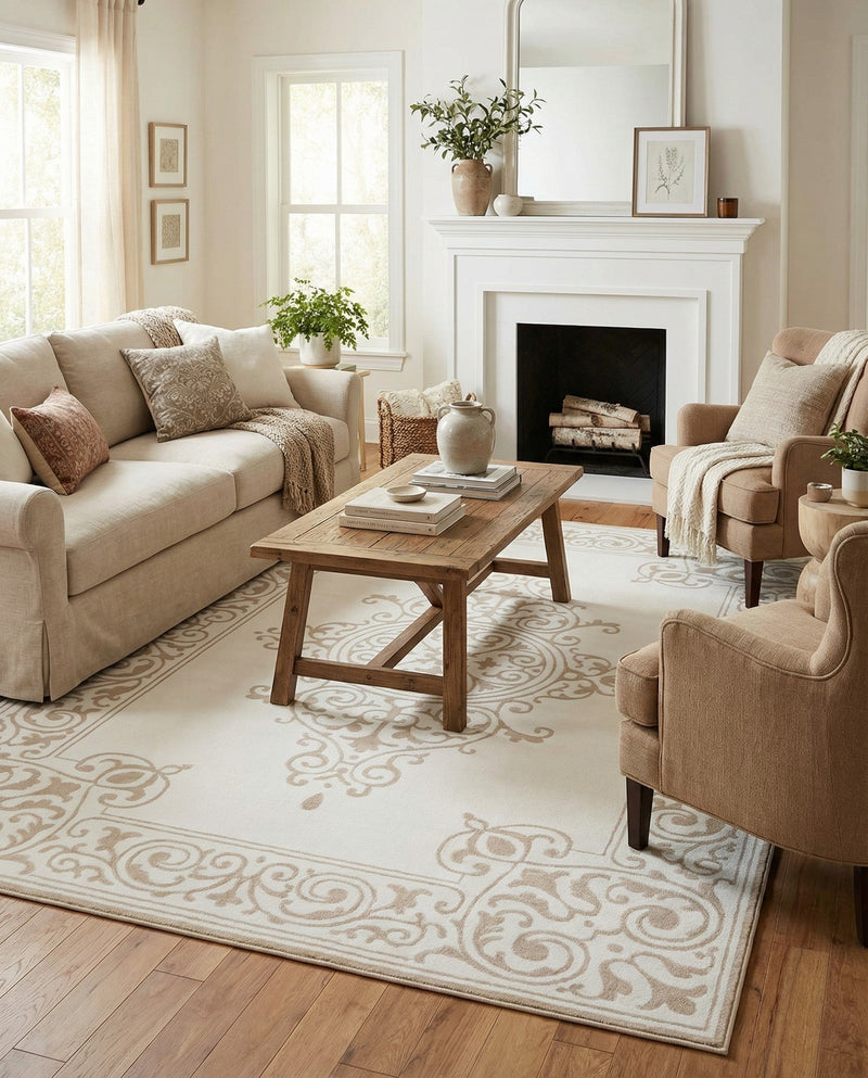 Sanctuary Retreat Collection Area Rug - Haven Rectangle Snow White  lifestyle 5