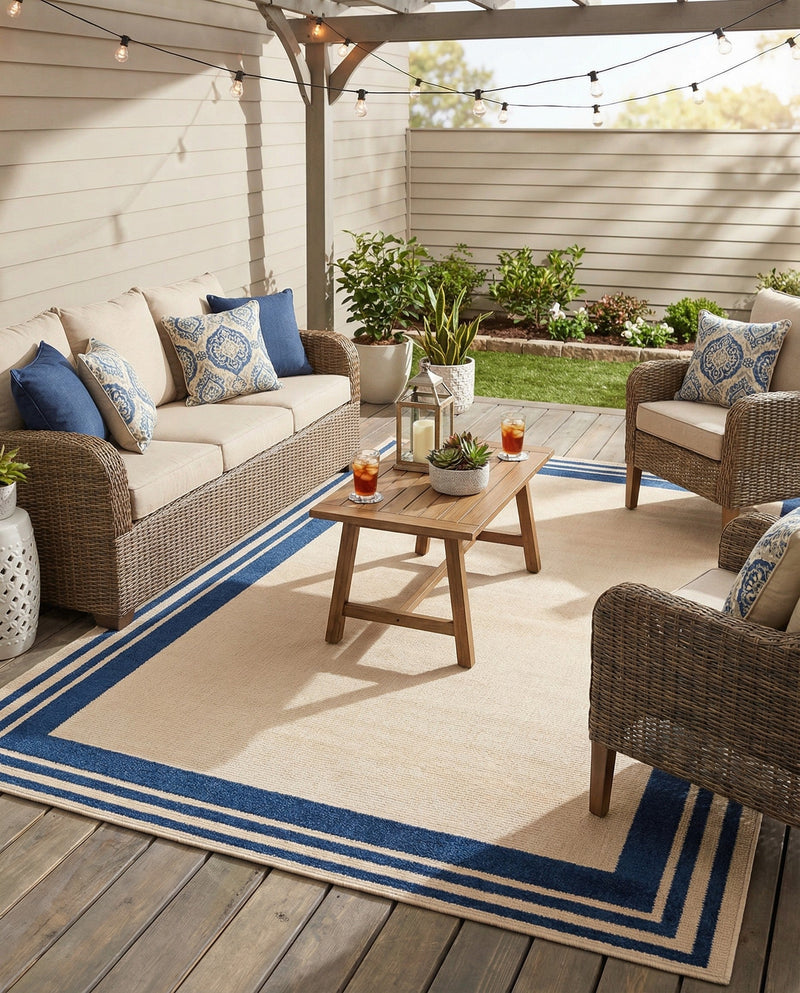 Bahama Breeze Outdoor Collection Area Rug -  Abaco Rectangle Beige  lifestyle 13