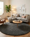 Plush Oasis Collection Area Rug - Serenity (Graphite Gray) Round Graphite Gray  lifestyle 29
