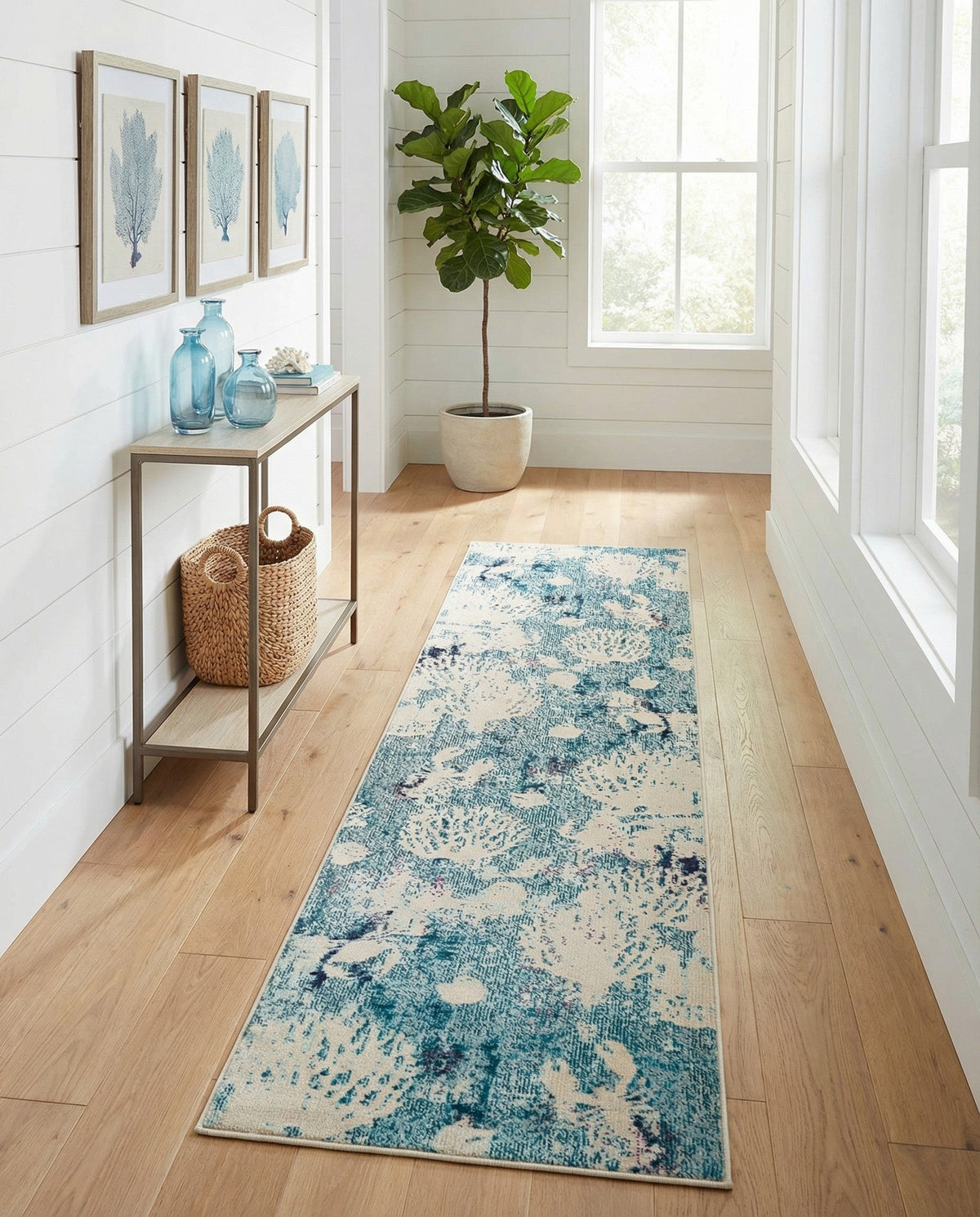Sorrento Shores Collection Area Rug -  Vico Runner Light Blue  lifestyle 135