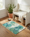 Seaside Blooms Collection Area Rug -  Flora Rectangle Blue Green  lifestyle 22
