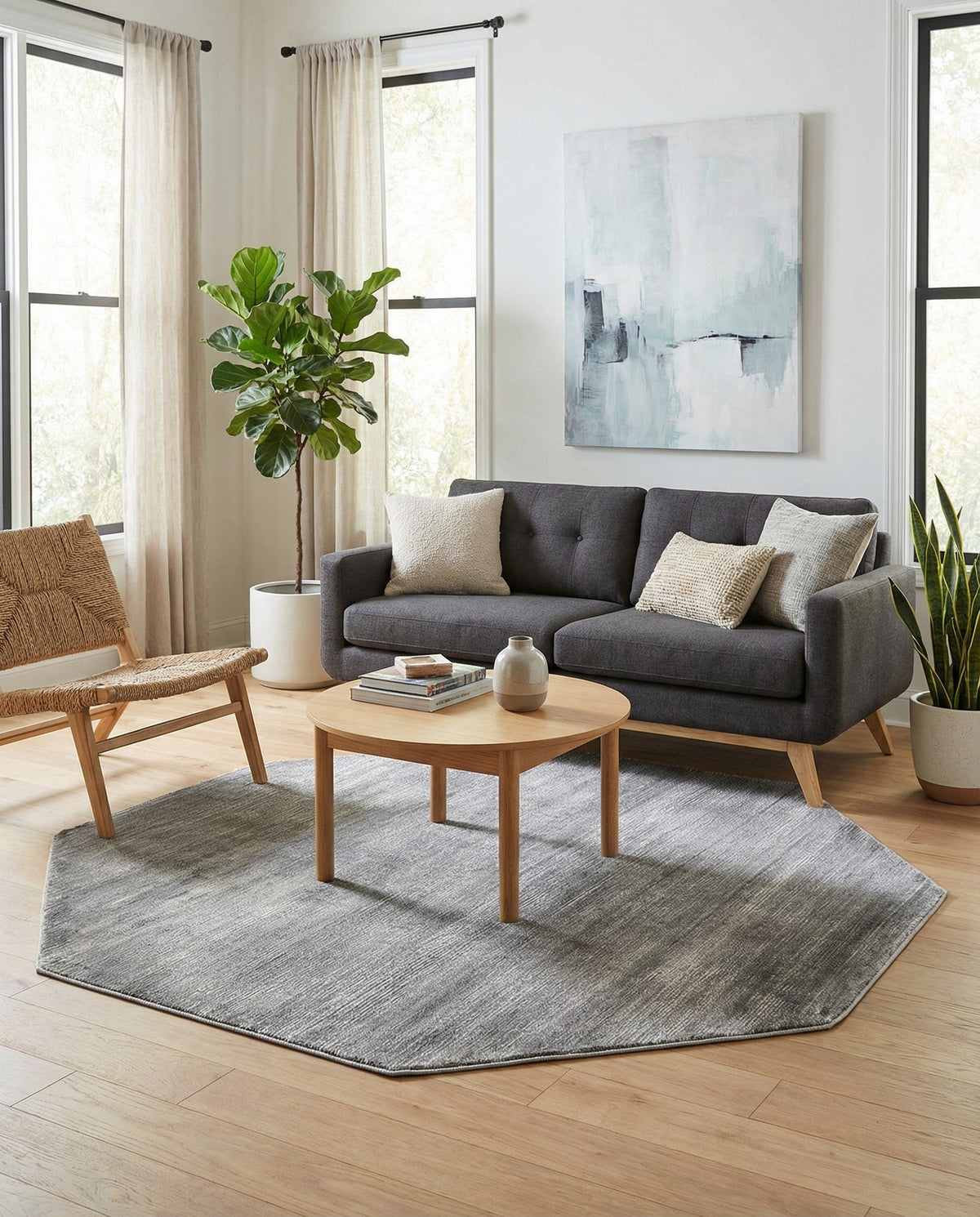 Bloomsbury Elegance Collection Area Rug -  Kensington (Gray) Octagon Gray  lifestyle 85
