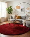 Eternal Plush Oasis Collection Area Rug -  Tranquility (Merlot) Round Merlot  lifestyle 38