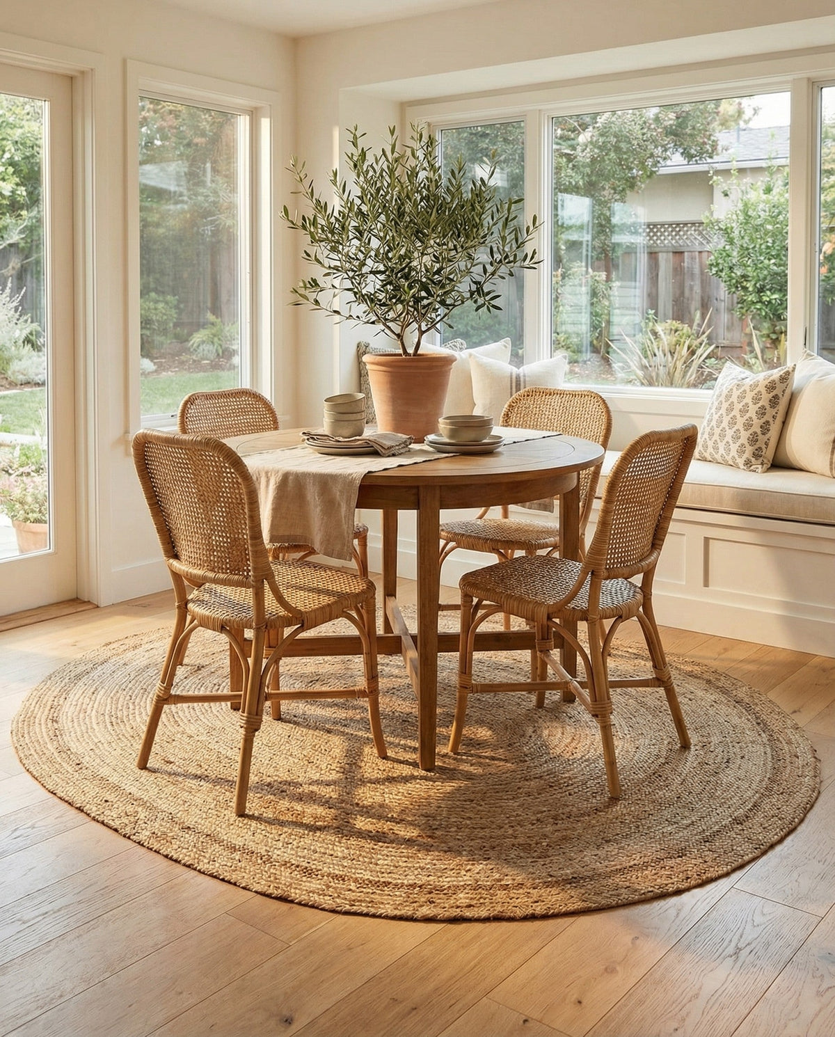 Woven Seaside Jute Collection Area Rug - Savannah (Natural) Oval Natural  lifestyle 125