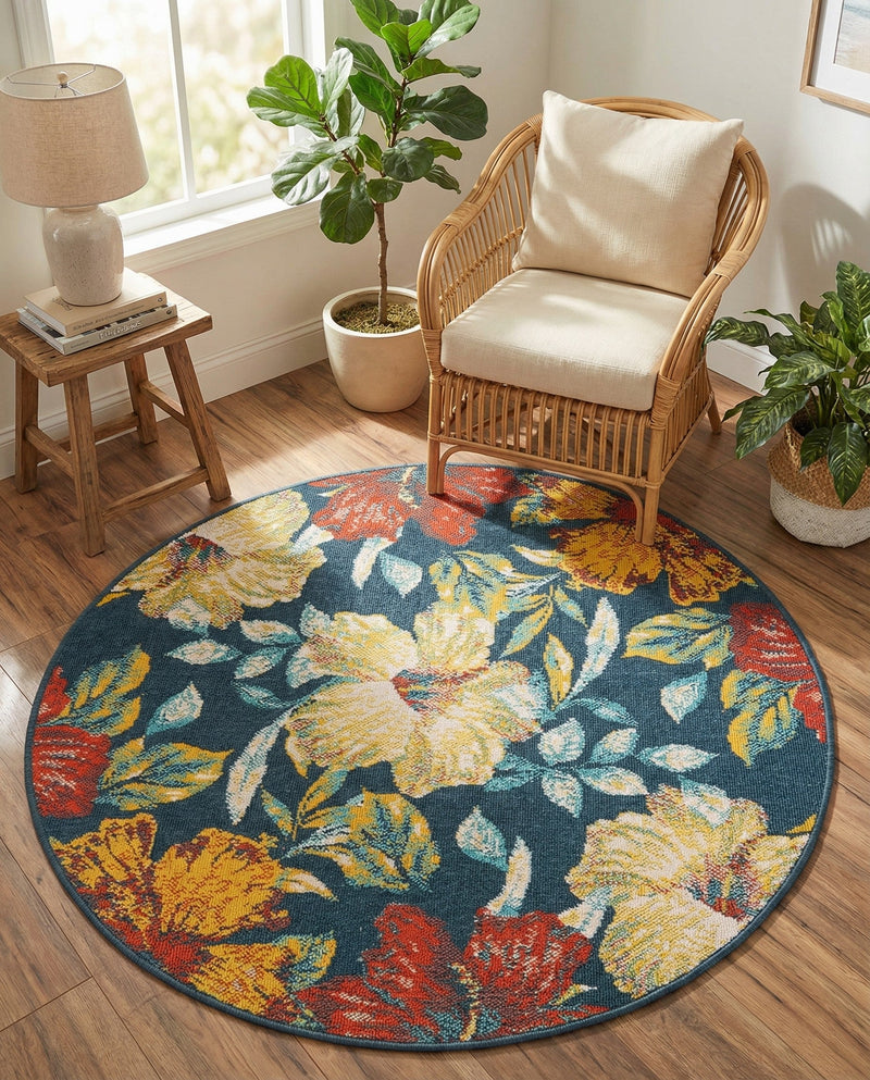 Seaside Haven Rugs Collection Area Rug -  Nautical Round Multi  lifestyle 74