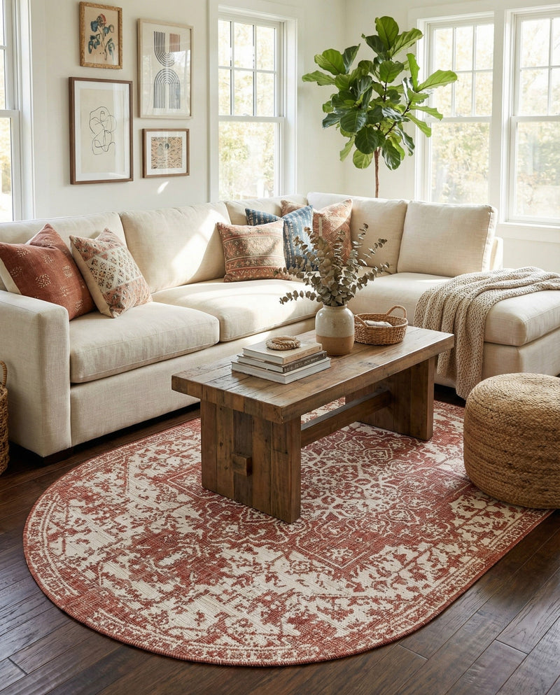 Urban Oasis Rugs Collection Area Rug -  Penthouse (Rust Red) Oval Rust Red  lifestyle 20