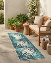 Seaside Blooms Collection Area Rug -  Provence Runner Teal blue  lifestyle 70