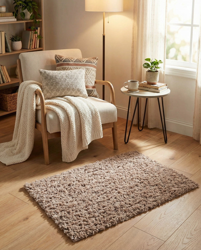 Eternal Plush Oasis Collection Area Rug -  Tranquility (Khaki) Rectangle Khaki  lifestyle 9