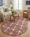 Seaside Haven Rugs Collection Area Rug - Sapphire (Rust Red) Oval Rust Red  lifestyle 61
