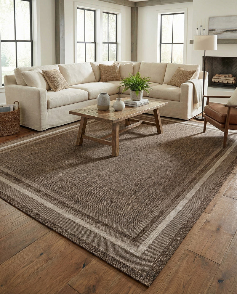Terrace Fringe Collection Area Rug - Veranda (Brown) Rectangle Brown  lifestyle 41