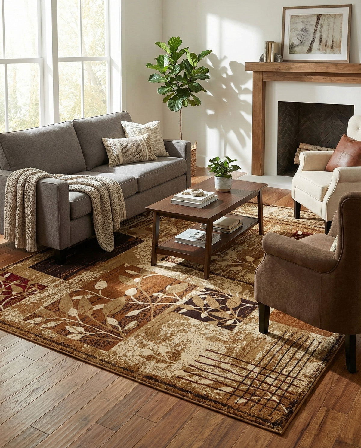 Bistro Lounge Collection Area Rug -  Affogato Square Beige  lifestyle 81