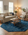 Marrakesh Lattice Collection Area Rug - Casablanca (Navy Blue) Octagon Navy Blue  lifestyle 72