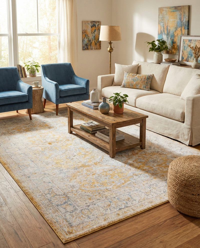 Heritage Elegance Collection Area Rug -  Miramar Rectangle Yellow  lifestyle 18
