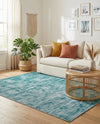 Sahara Essence Collection Area Rug - Oasis (Teal) Rectangle Teal  lifestyle 6