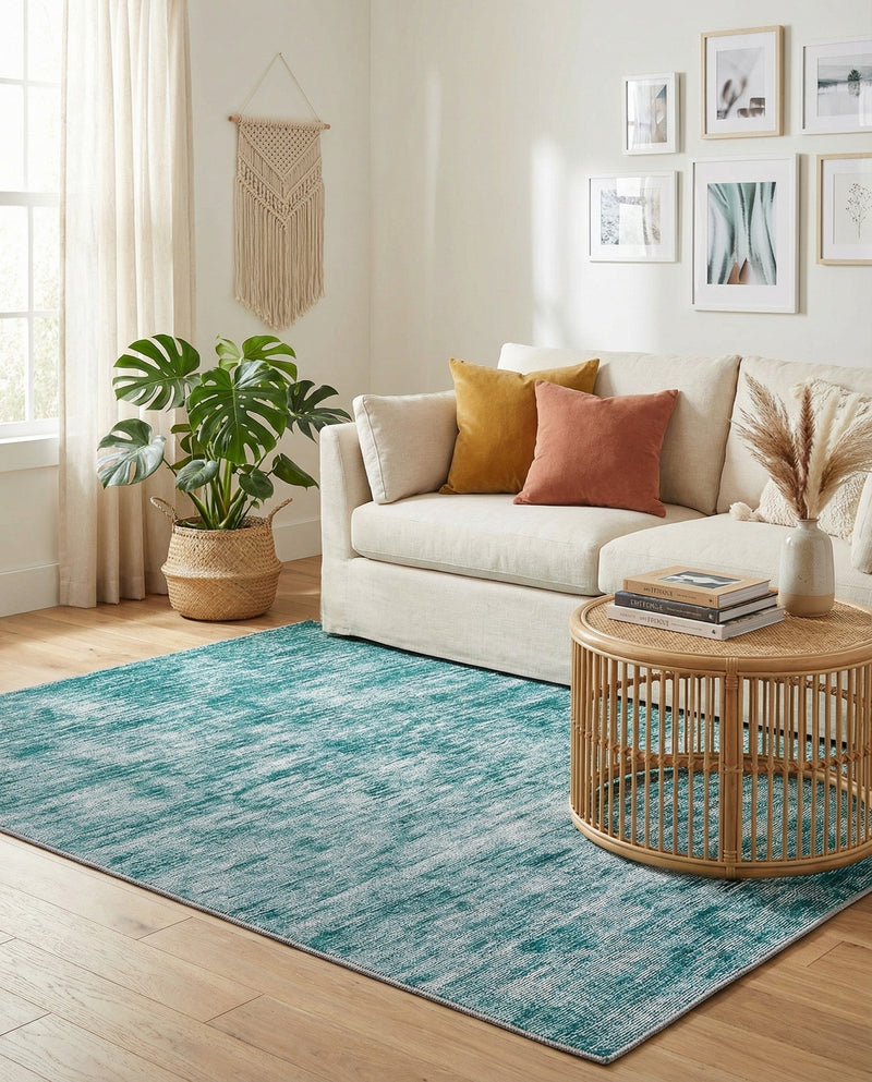 Sahara Essence Collection Area Rug - Oasis (Teal) Rectangle Teal  lifestyle 6