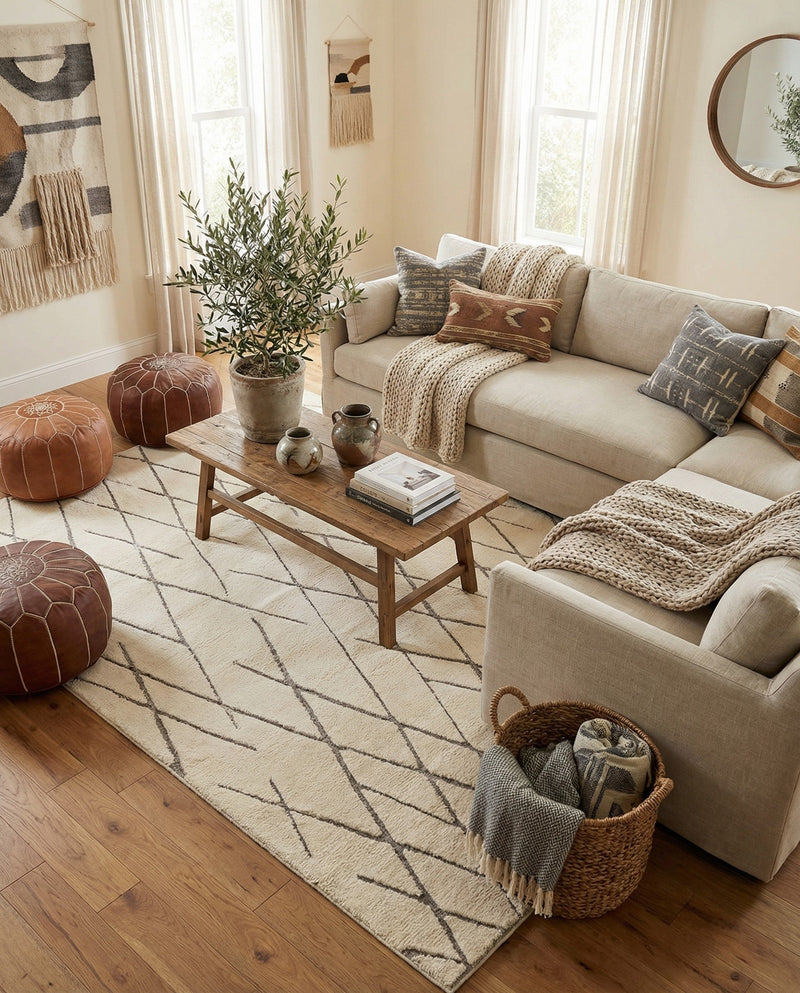 Sahara Berber Wool Collection Area Rug - Marrakesh Rectangle Pure Ivory  lifestyle 19