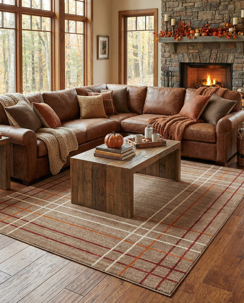 Autumn Meadow Collection Area Rug -  Pumpkinpatch Rectangle Light Brown  lifestyle 4