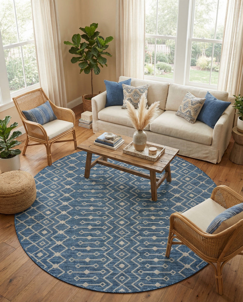 Savannah Pergola Collection Area Rug -  Pergola (Blue) Round Blue  lifestyle 38