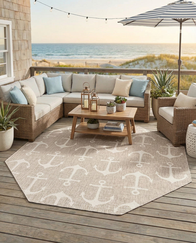 Seaside Haven Rugs Collection Area Rug - Sapphire (Gray) Octagon Gray  lifestyle 61