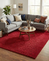 Solid Shag Seaside Collection Area Rug - Azure Cove (Red) Rectangle Red  lifestyle 5