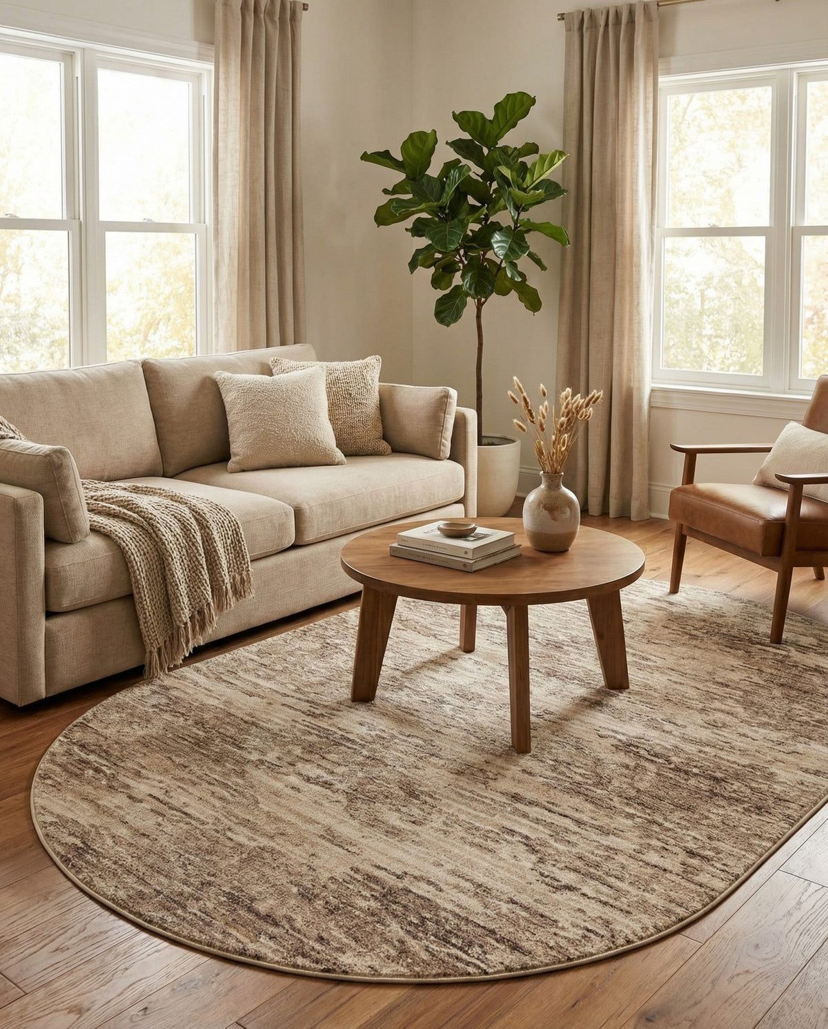 Serenity Sands Collection Area Rug - Dunescape Oval Brown  lifestyle 118