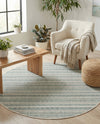 Seaside Stripes Collection Area Rug -  Boardwalk (Teal) Round Teal  lifestyle 23