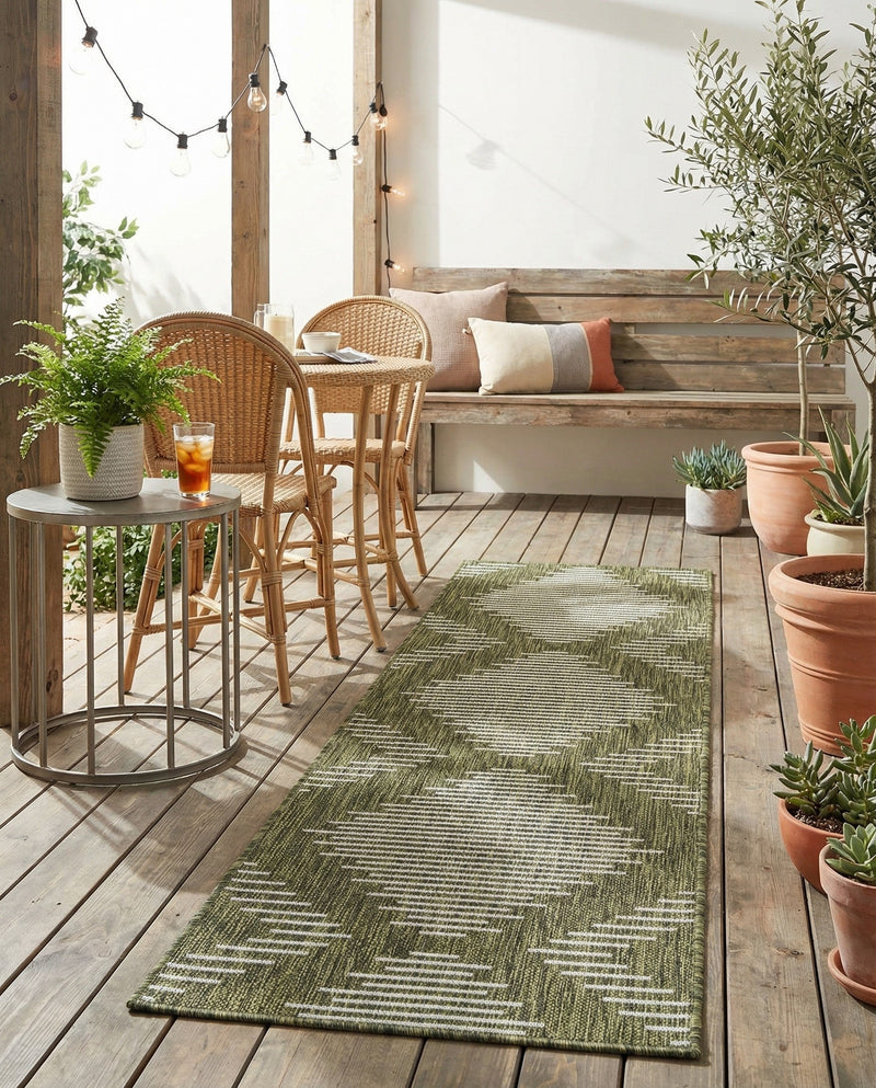 Urban Terrace Collection Area Rug -  Chelsea (Green) Runner Green  lifestyle 34