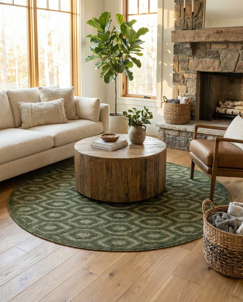 Garden Lattice Charm Collection Area Rug - Arbor (Green) Round Green  lifestyle 38