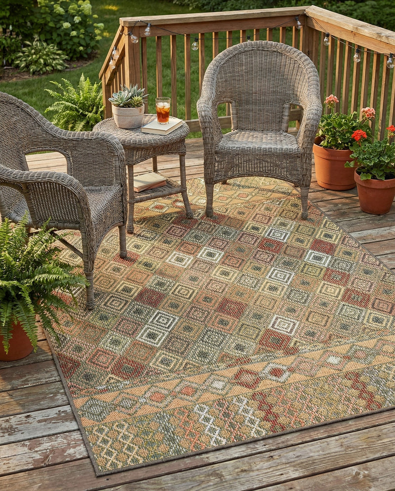 Coastal Terrace Collection Area Rug -  Pelican Rectangle Multi  lifestyle 11