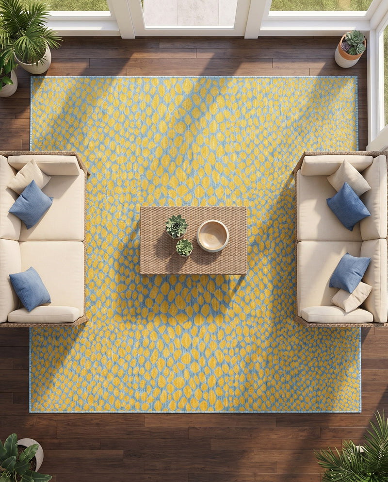 Urban Oasis Rugs Collection Area Rug -  Terrace (Yellow and Aqua) Square Yellow and Aqua  lifestyle 66