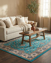 Casablanca Tapestry Collection Area Rug -  Marrakech (Arctic Aqua Blue) Rectangle Arctic Aqua Blue  lifestyle 3