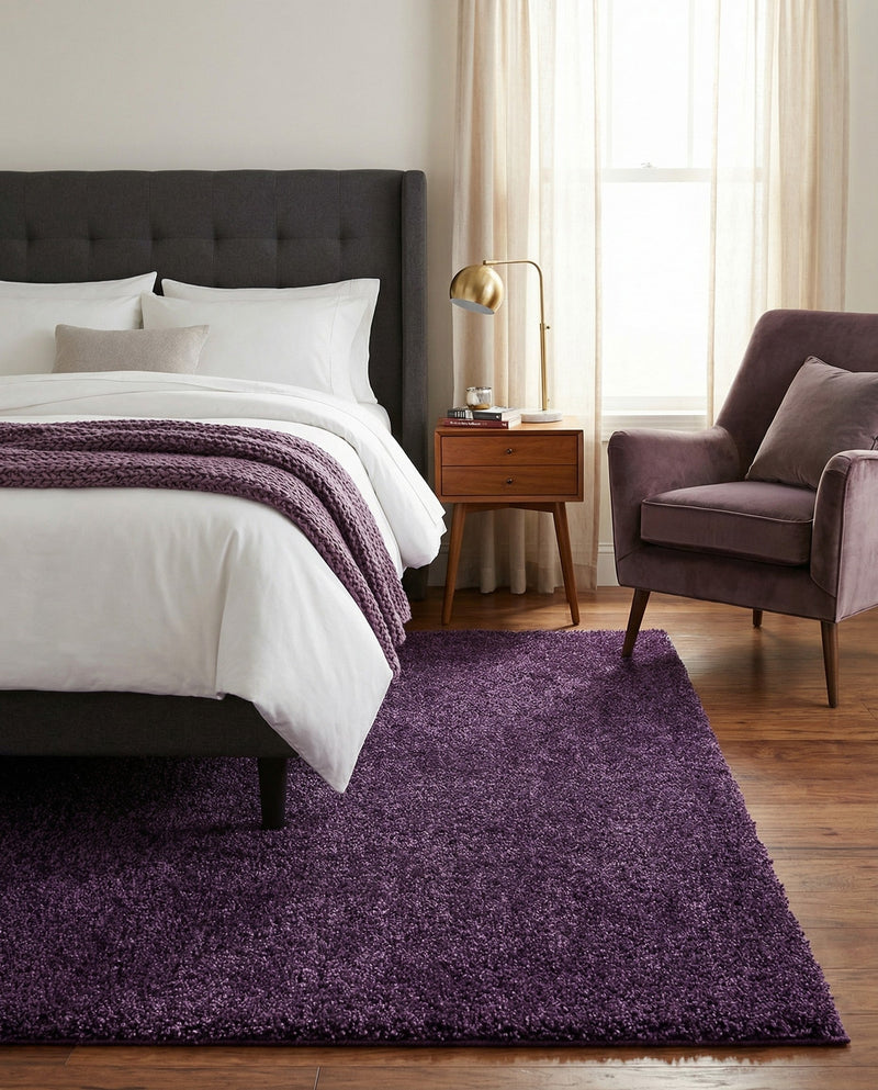 Solid Shag Seaside Collection Area Rug - Azure Cove (Violet) Square Violet  lifestyle 38