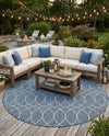 Savannah Pergola Collection Area Rug -  Pavilion (Blue) Round Blue  lifestyle 29