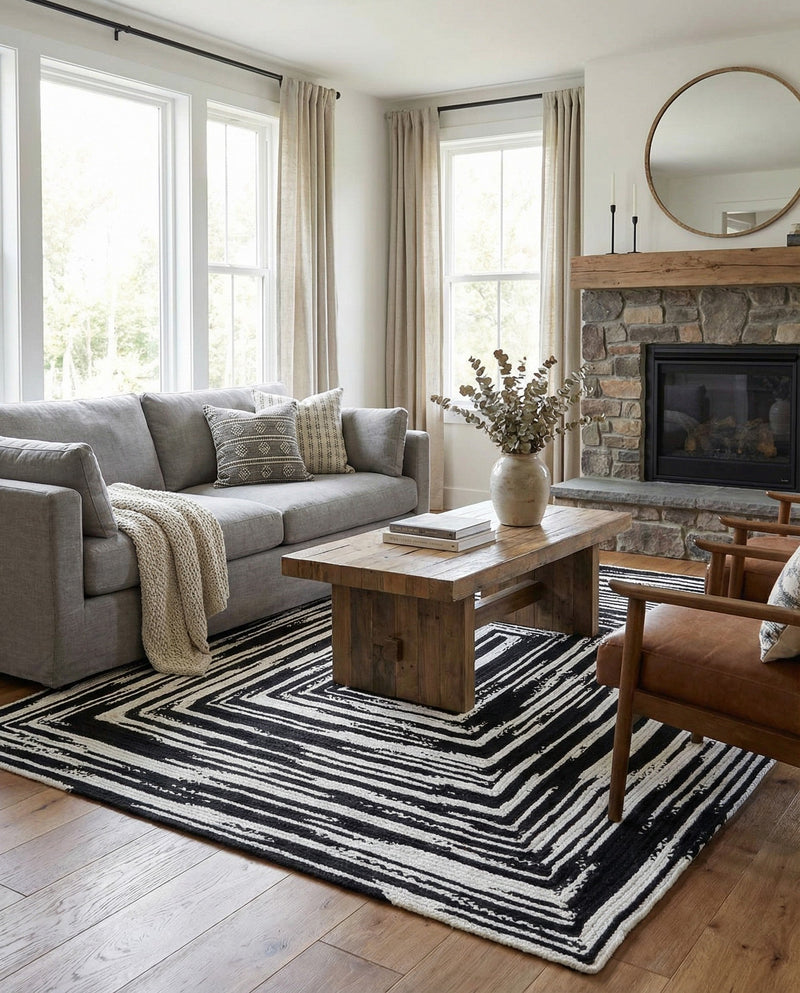 Woven Udaipur Collection Area Rug - Jaipur Rectangle Black and White  lifestyle 3