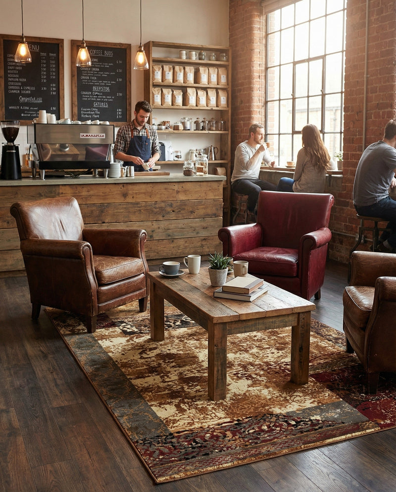 Bistro Lounge Collection Area Rug -  Latte Rectangle Beige  lifestyle 10