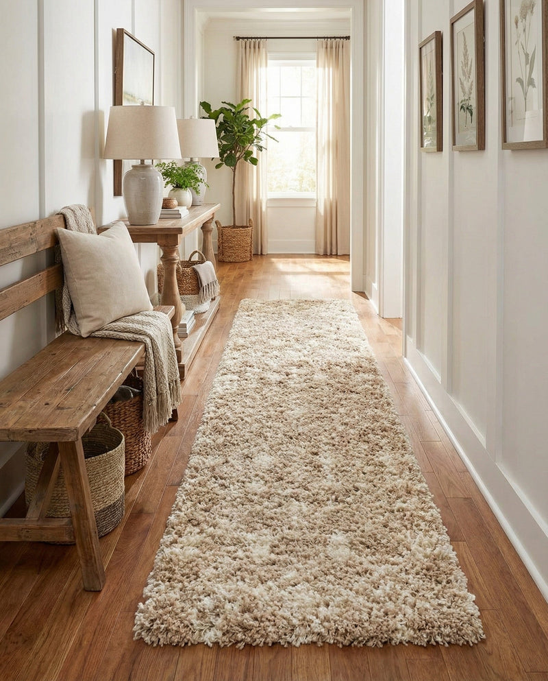 Berber Lattice Shag Collection Area Rug - Atlas (Light Brown) Runner Light Brown  lifestyle 26