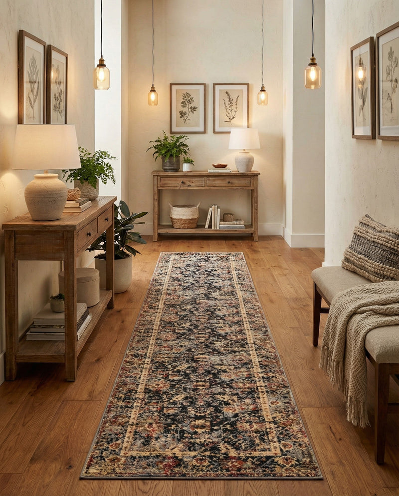Neptune Elegance Collection Area Rug -  Galatea (Black) Runner Black  lifestyle 59