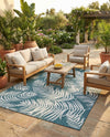 Seaside Blooms Collection Area Rug - Verdure (Teal) Rectangle Teal  lifestyle 11
